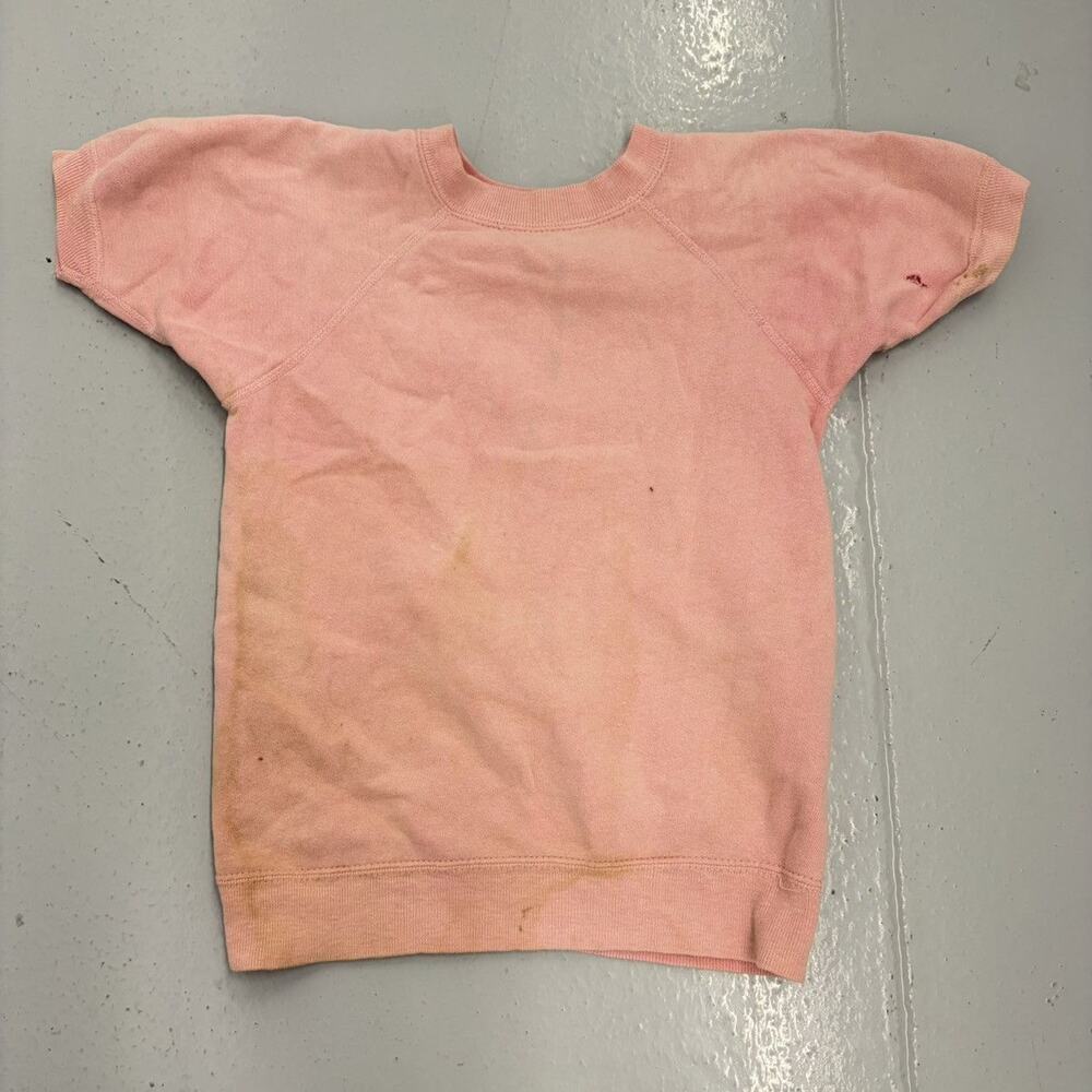 Vintage 60s Pink Blank Cotton Short Sleeve Sweatshirt
